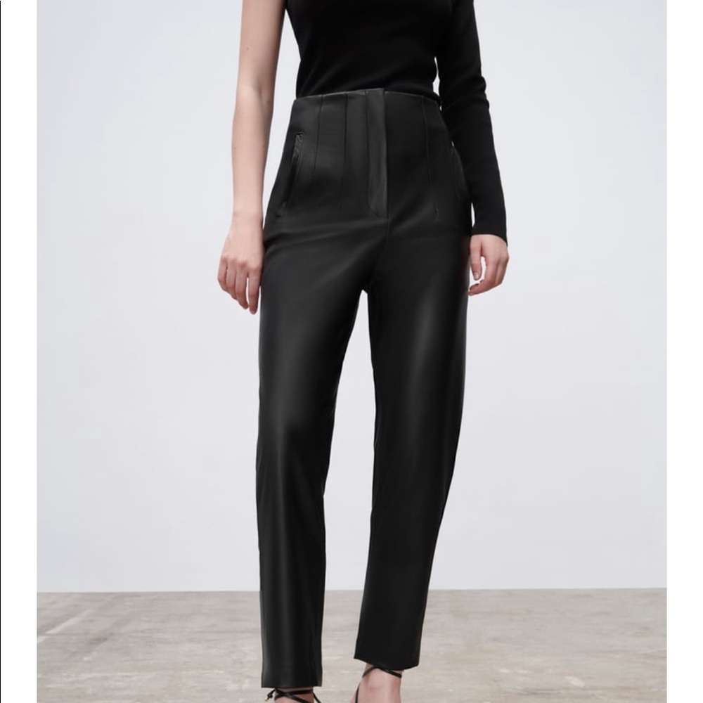 Zara Leather High Waisted Trouseres